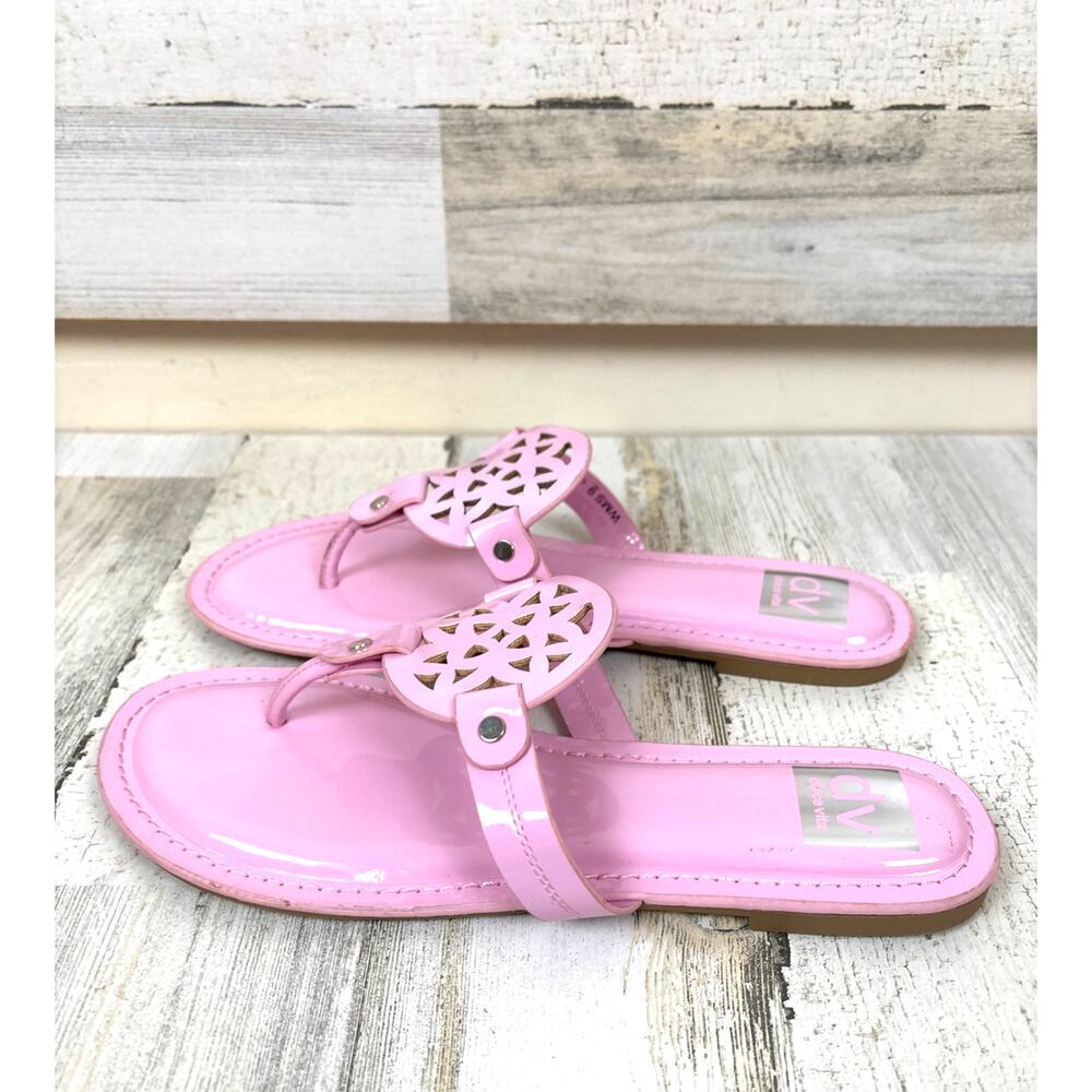 Dolce Vita Womens 9 Lilac Gotie Floral Faux Patent Leather Slip On Sandals NEW